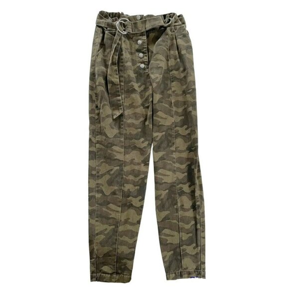 Tularosa Klein Camo High Waisted Paper Bag Waist Pants Snap Front REVOLVE Sz XS - Picture 2 of 10